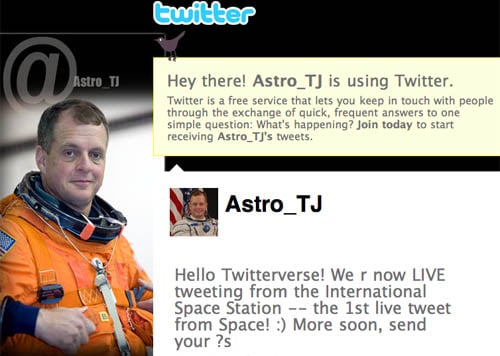 The first tweet from space