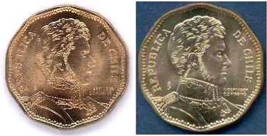 The misspelt and proper 50-peso coins