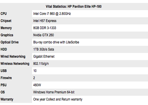 HP Pavilion Elite HPE-180