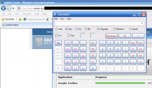 Screenshot of Windows caculator installed