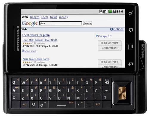 Motorola Droid - Google in browser