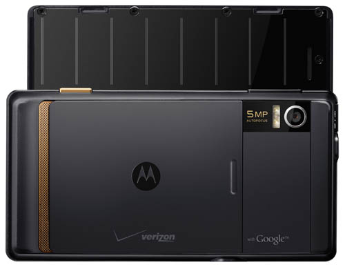 Motorola Droid - back view with open keyboard