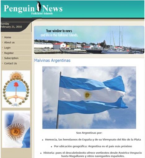 The hacked Penguin News website