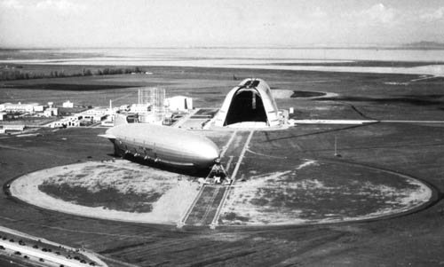 Hangar One and USS Macon, Moffett Field, California - 1934