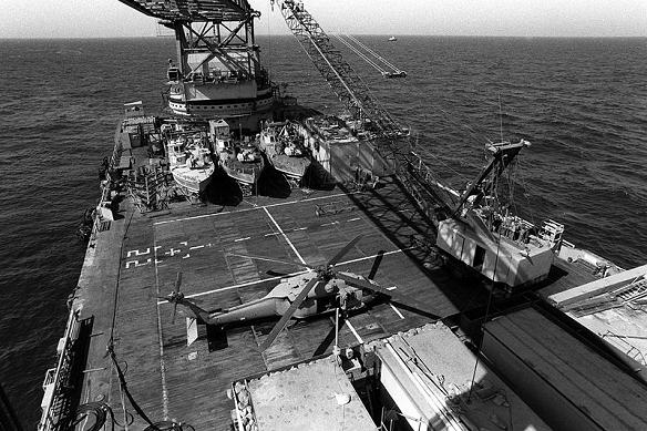 The oil-platform service barge Hercules serving as a base for US special operations forces.