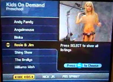 The Kids On Demand channel showing Playboy channel preview