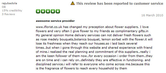 Positive review for iFlorist