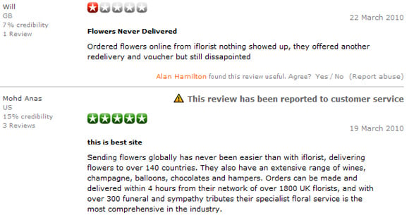 Mixed reviews for iFlorist