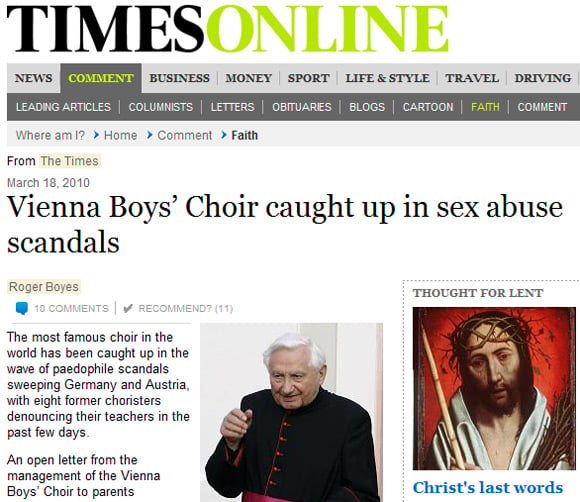 Vienna Boys’ Choir caught up in sex abuse scandals, writes Roger Boyes