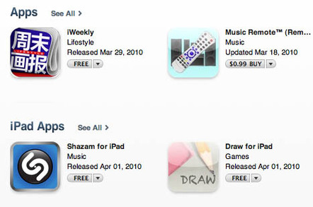 iPad apps on Apple's iTunes Store