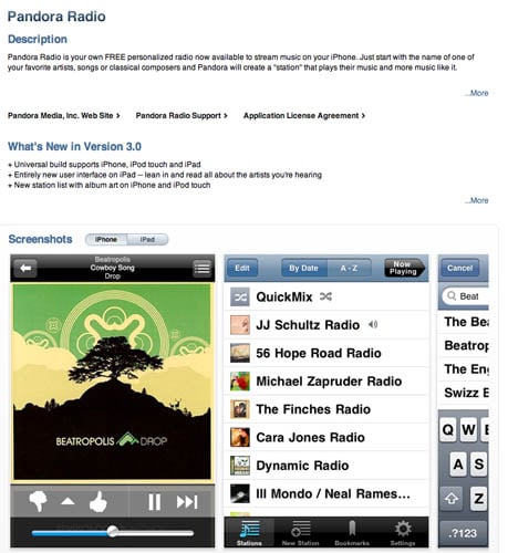 Pandora Radio's iPhone app