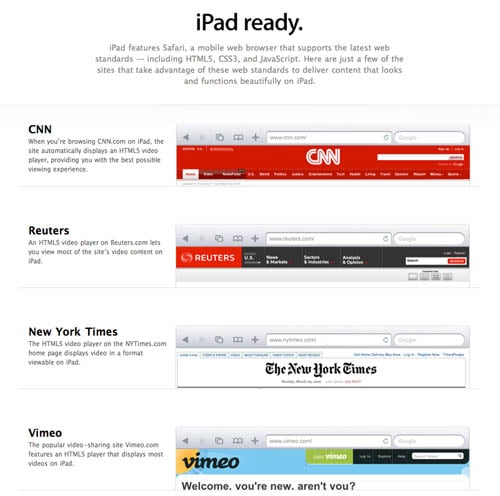 Apple's 'iPad Ready' web page