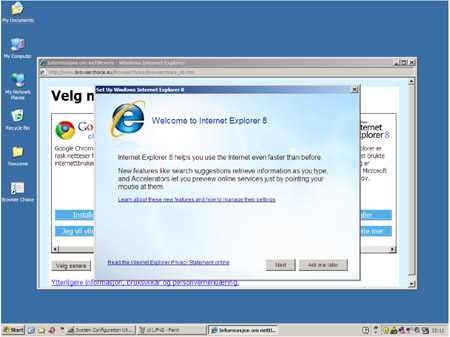 IE configuration screen obscuring the browser-ballot. 