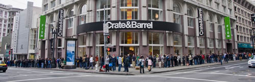 Line of folks with reservations at the Stockton Street store