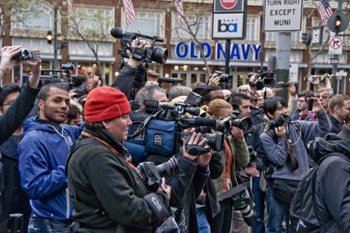 The media were in full force at the Stockton Street opening