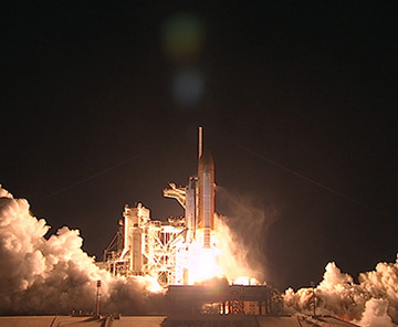 Discovery launches from Kennedy Space Center. Pic: NASA TV