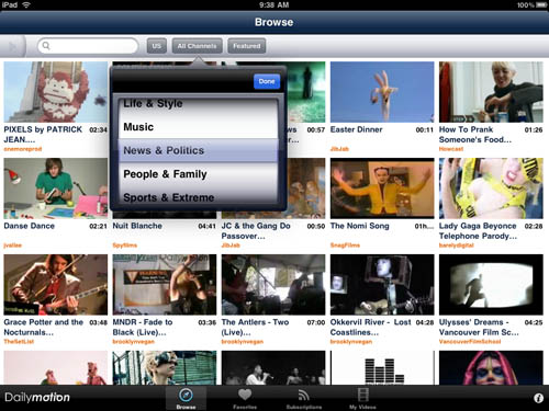 Dailymotion iPad app