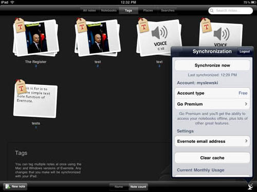 Evernote iPad app