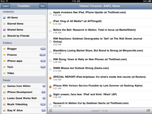 Feeddler iPad app