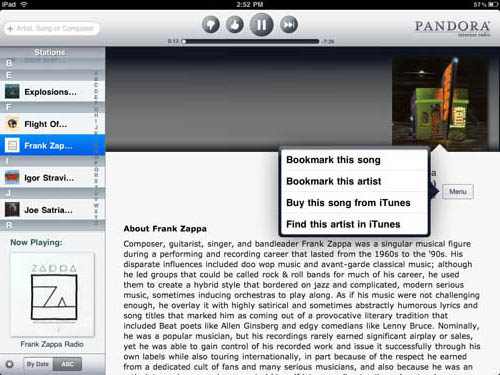 Pandora Radio iPad app