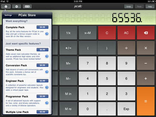 pCalc iPad app