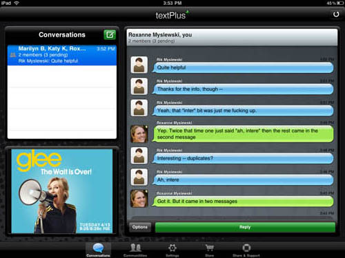 textPlus iPad app