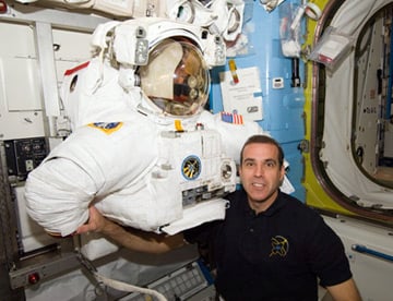 Rick Mastracchio seen in the Quest airlock. Pic: NASA