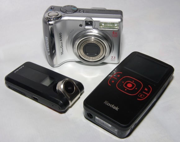 The Kodak Zx1, Canon PowerShot A560 and FlyCamOne