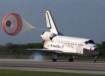 Discovery touches down at Kennedy. Pic: NASA TV