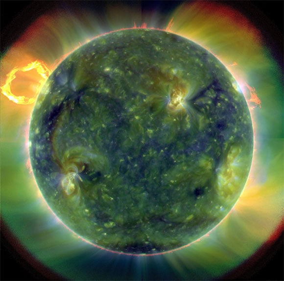 The SDO's full-disk multiwavelength extreme ultraviolet image of the sun. Pic: NASA