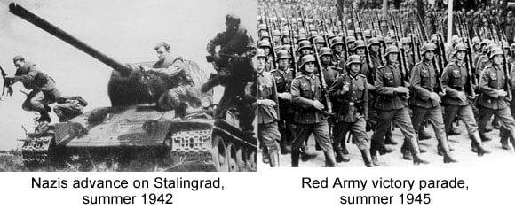 Red Army and Nazi troops