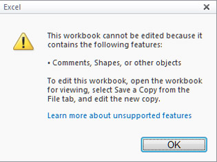 Office Excel Web app error