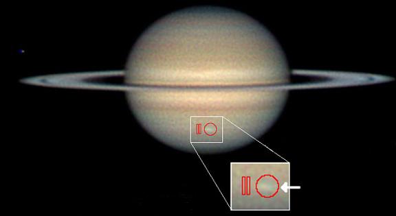 The storm that Cassini caught. The red boxes are where the instrument looked. Credit: C Go/NASA