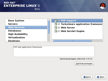 Installation options in RHEL6 beta