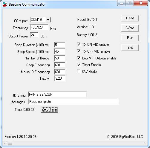 The radio beacon set-up