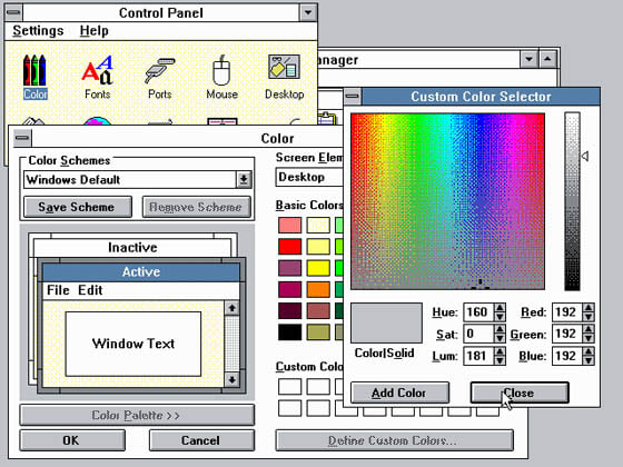 Windows 3.0 Color Control Panel