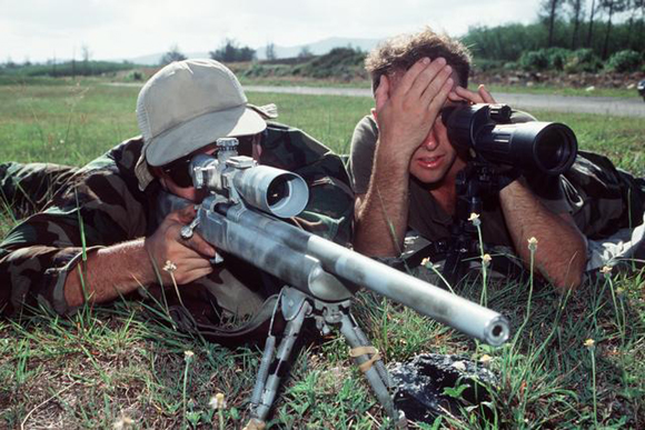 Boatswain's Mate 3rd Class Todd Hubert - and his spotter, Seaman Chad Luck - of the US Navy SEALs. Credit: DoD