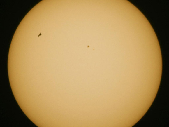 The ISS shown transiting the Sun. Pic: Thilo Kranz/DLR
