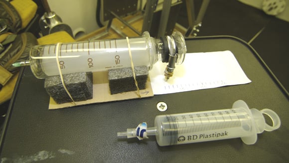 The syringe in the hypobaric chamber