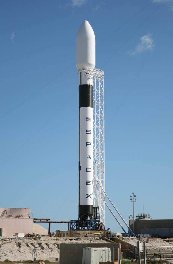 SpaceX Falcon 9 on its launch pad