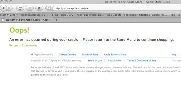 apple store error message