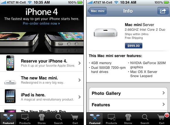 Apple online store, iPhone-app edition