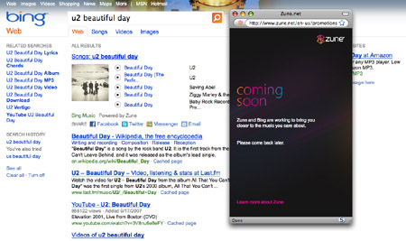 Bing's music search