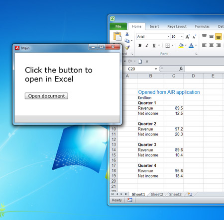 Opening Excel in AIR 2.0