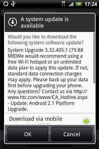 HTC Hero Android 2.1 update