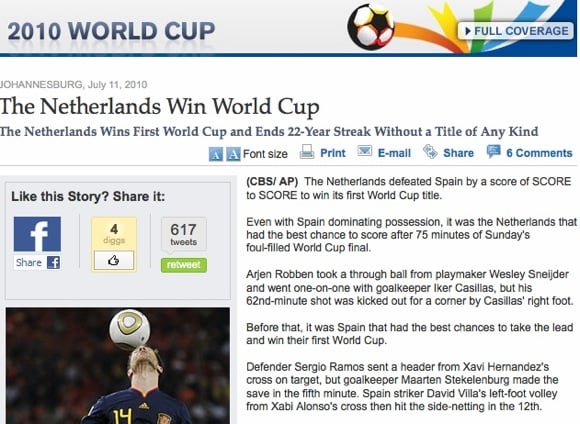 CBSNews says Holland won