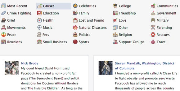 Facebook Stories - themes navigation