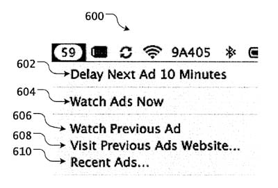 Illustration from Apple's 'Advertisement in Operating System' patent application