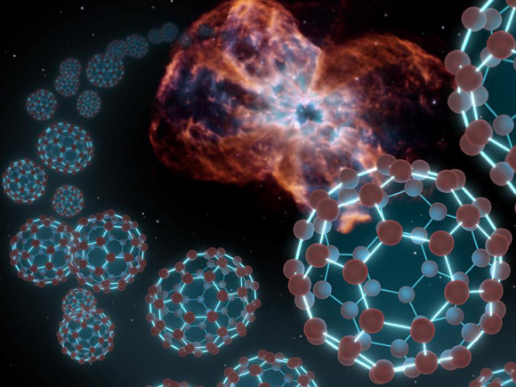 NASA graphic of Buckyballs in nebula