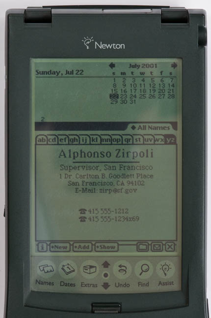 Newton MessagePad 120 - information-card screenshot